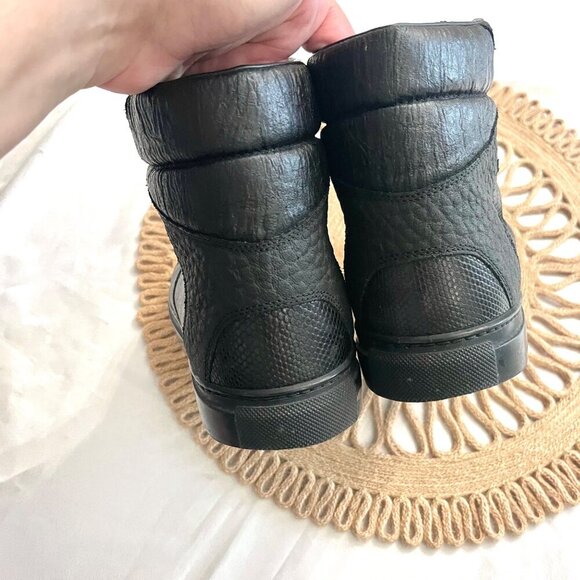 Balenciaga Black Leather Hi Top Textured Sneakers Unisex Size EU 39 - Picture 9 of 10